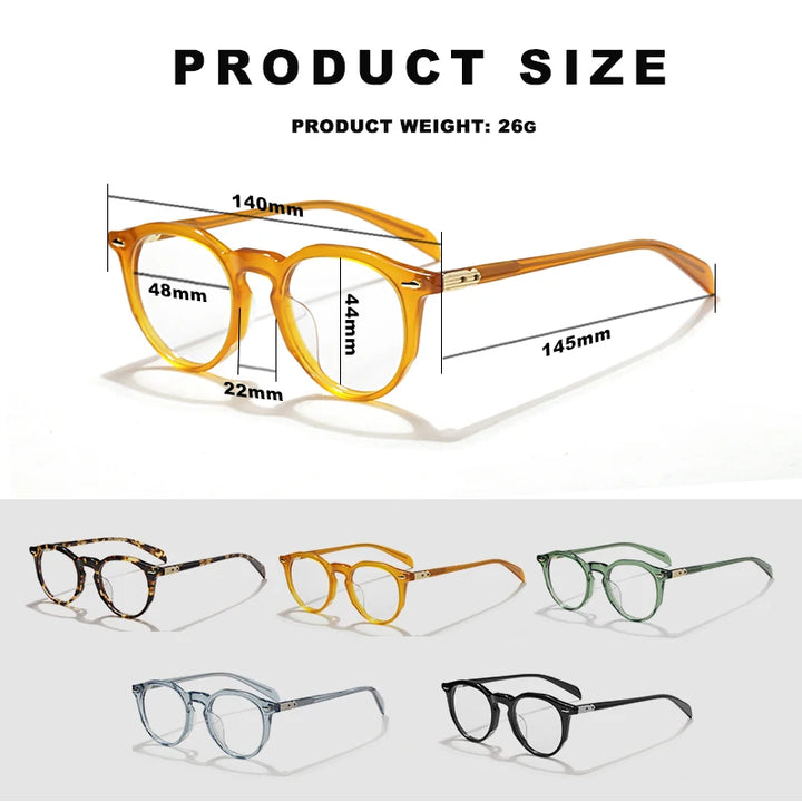 Hewei Unisex Full Rim Oval Square Acetate Eyeglasses 14548 Full Rim Hewei   