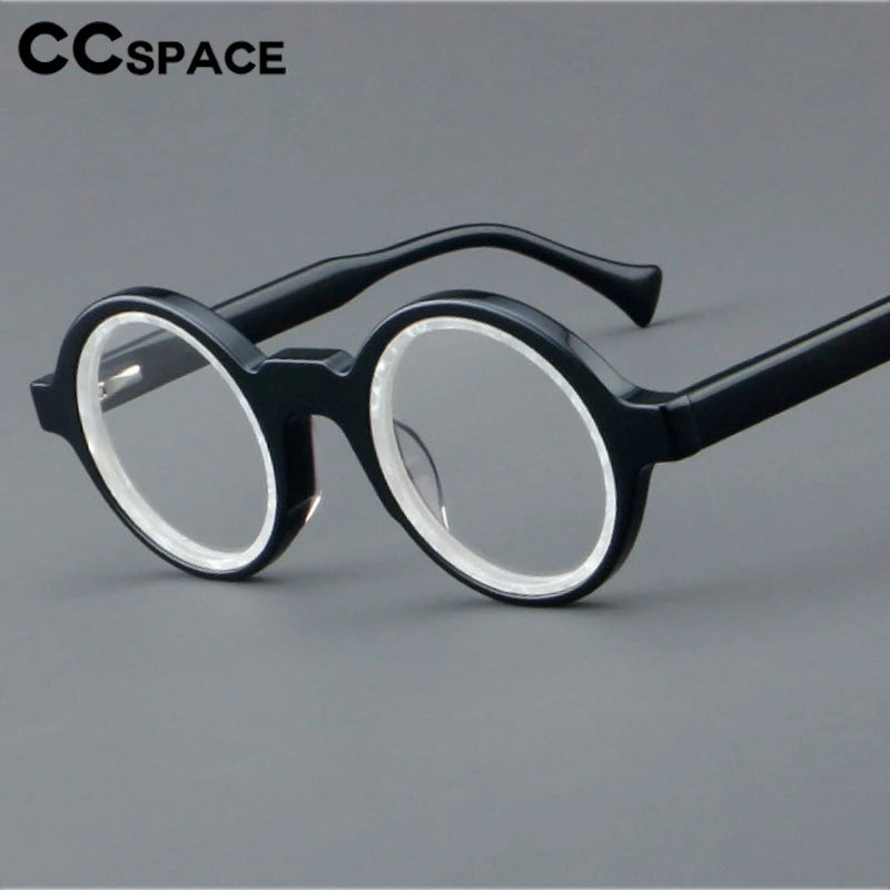 CCspace Women's Full Rim Round Thick Acetate Eyeglasses 301288 Full Rim CCspace   