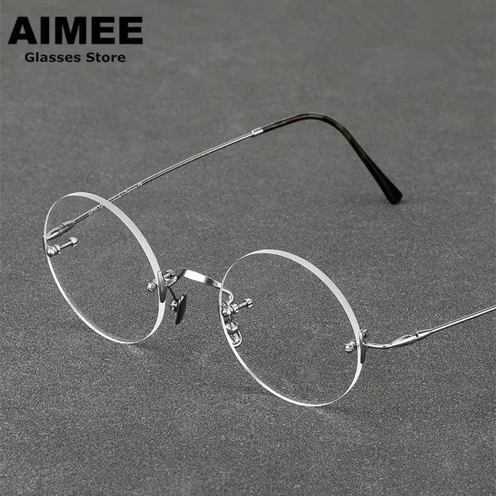 Aimee Unisex Rimless Round Titanium Eyeglasses 13321 Rimless Aimee   