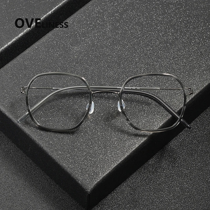 Oveliness Women's Full Rim Square Acetate Titanium Eyeglasses 381052