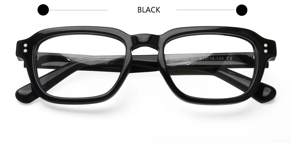 Esnbie Unisex Full Rim Square Thick Acetate Eyeglasses 23031 Full Rim Esnbie BLACK  