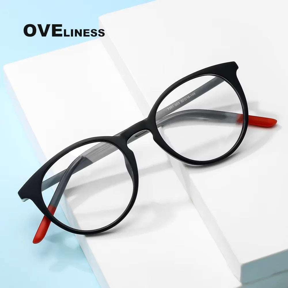 Oveliness Women's Full Rim Oval Round Tr 90 Titanium Eyeglassses 77251 Full Rim Oveliness