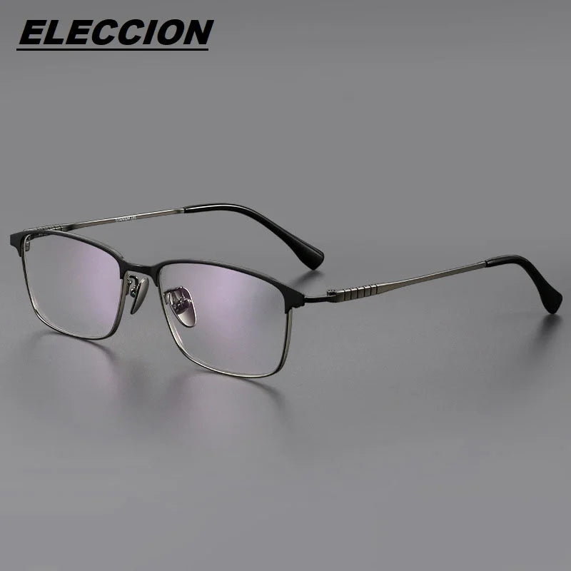 Eleccion Unisex Full Rim Square Titanium Eyeglasses 85941 Full Rim Eleccion Black - Gray CHINA