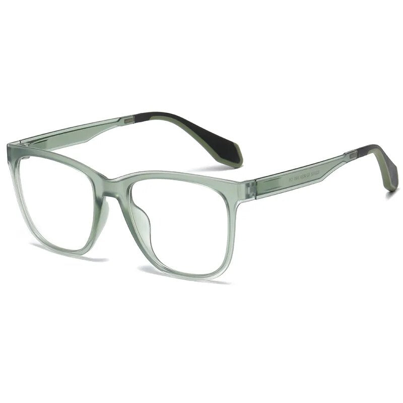 Hdcrafter Men's Full Rim Square Tr 90 Titanium Sport Eyeglasses 02002 Full Rim Hdcrafter Eyeglasses Emerald Green  