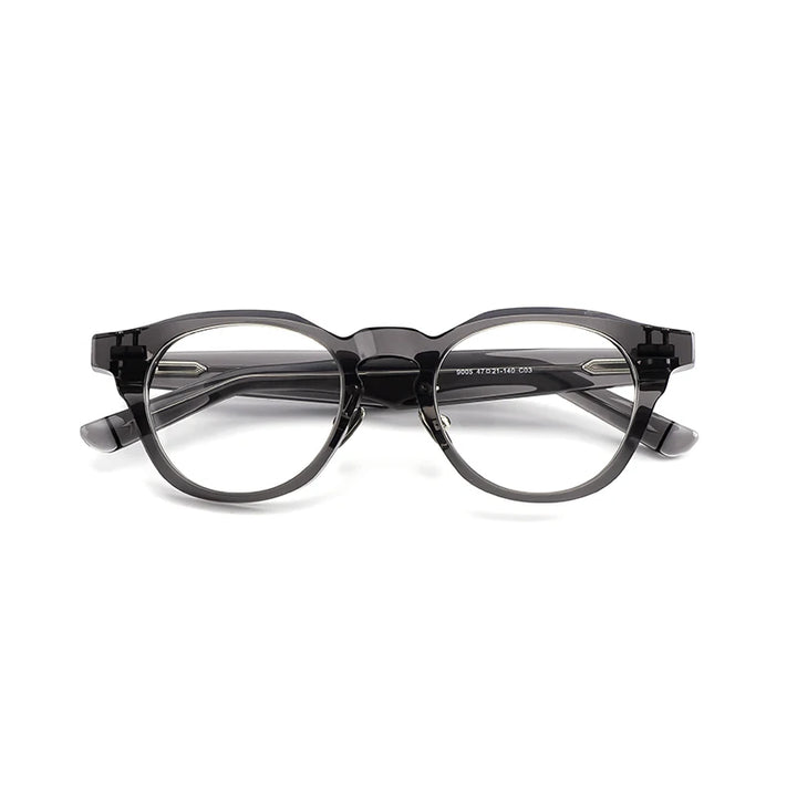 Black Mask Unisex Full Rim Round Acetate Titanium Eyeglasses 635005