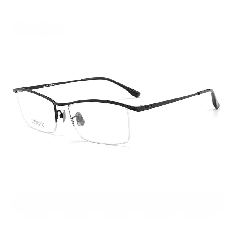 Yimaruili Men's Semi Rim Square Brow Line Titanium Eyeglasses 80161