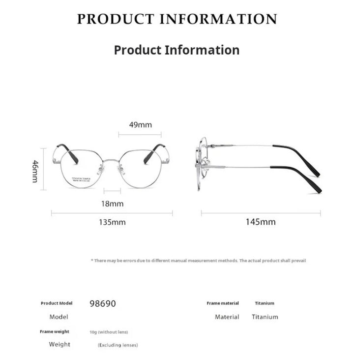 Momoja Women's Full Rim Flat Top Polygon Titanium Eyeglasses 98690