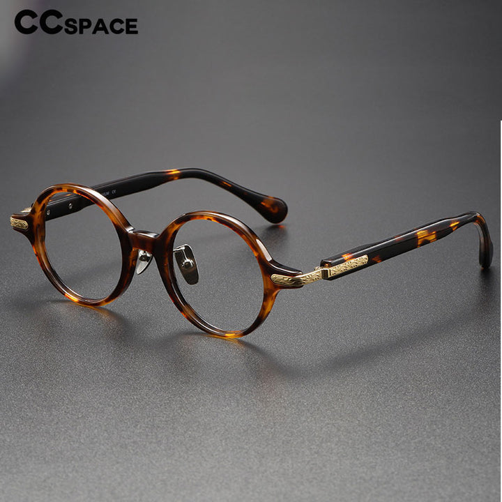 CCSpace Unisex Full Rim Round Acetate Eyeglasses 56385 Full Rim CCspace   