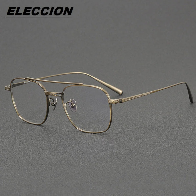 Eleccion Unisex Full Rim Square Double Bridge Titanium Eyeglasses 4015