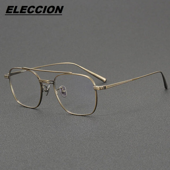 Eleccion Unisex Full Rim Square Double Bridge Titanium Eyeglasses 4015