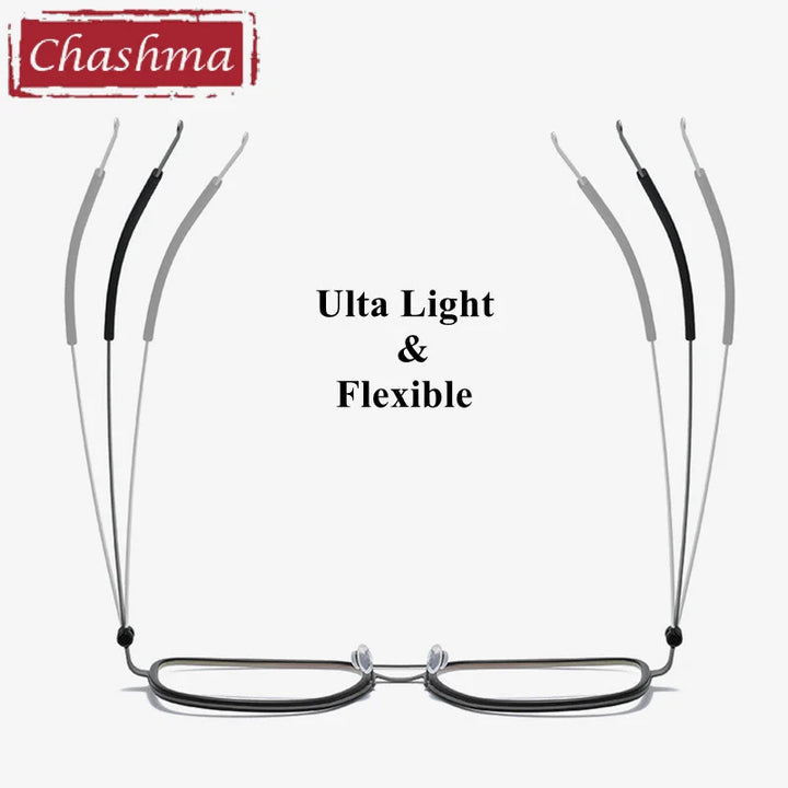 Chashma Ochki Unisex Full Rim Square Double Bridge Titanium Eyeglasses 49911 Full Rim Chashma Ochki   