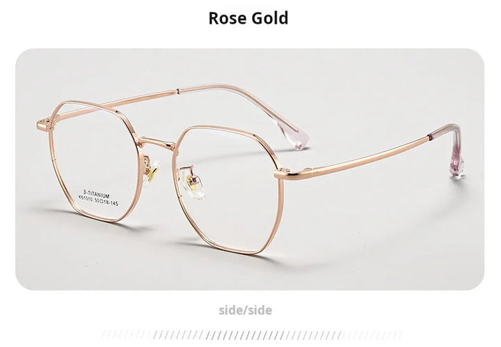 Xbora Women's Full Rim Flat Top Polygon Titanium Eyeglasses 561010