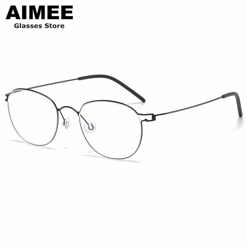 Aimee Unisex Full Rim Oval Round Screwless Titanium Eyeglasses 2051 Full Rim Aimee   