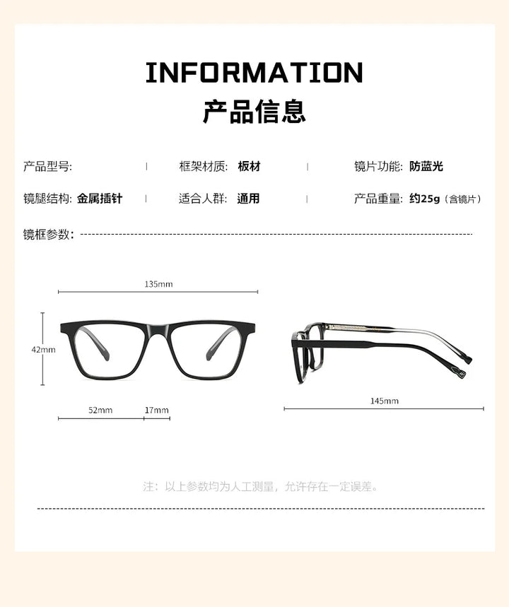 CCspace Women's Full Rim Square Acetate Reading Glasses 802576