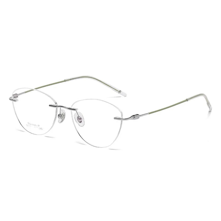 Yimaruili Women's Rimless Oval Cat Eye Titanium Eyeglasses 366076