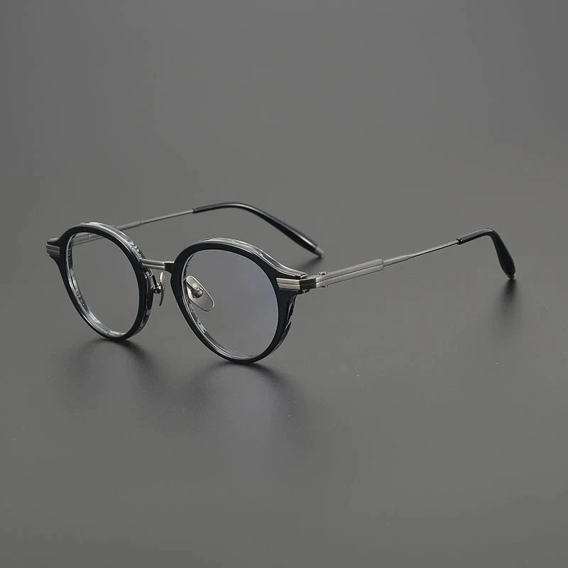 Gatenac Unisex Full Rim Oval Round Acetate Titanium Eyeglasses G9828
