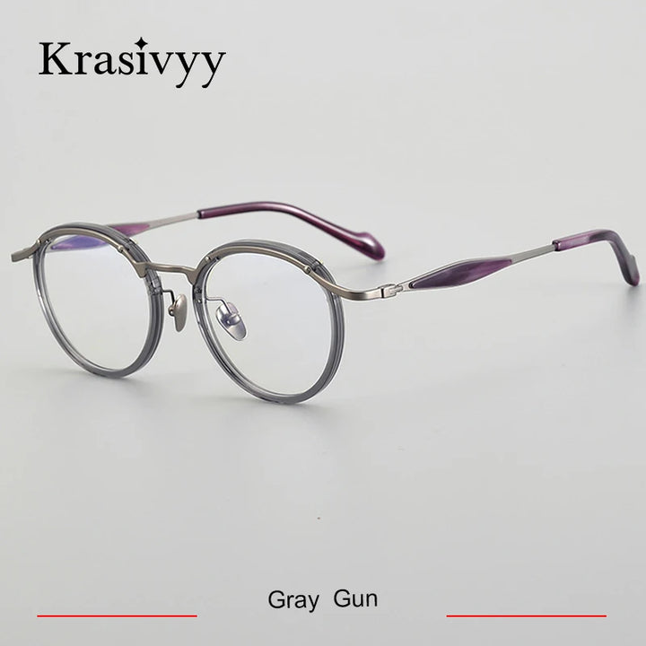 Krasivyy Unisex Full Rim Oval Square Titanium Acetate Eyeglasses 46062