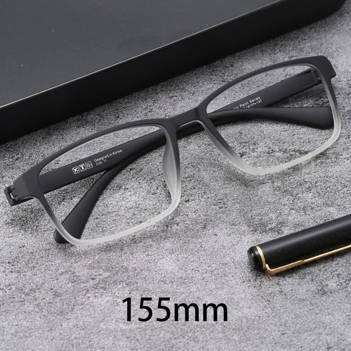 Cubojue Unisex Full Rim Square Tr 90 Titanim Reading Glasses 71557 Reading Glasses Cubojue black clear anti blue light -400