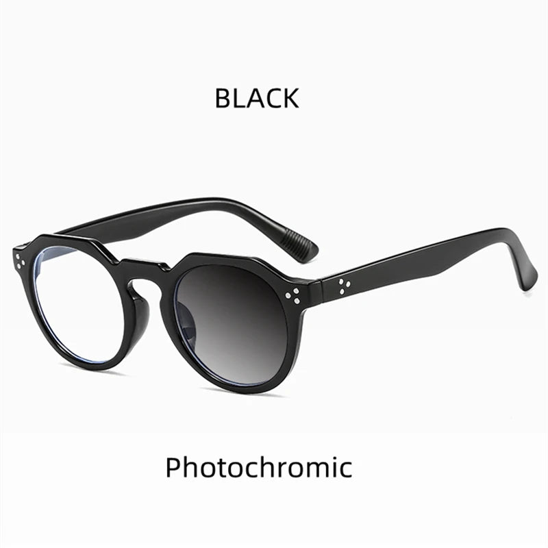 Kocolior Unisex Full Rim Round Acetate Reading Glasses 3395 Reading Glasses Kocolior Photochromic Black 0 