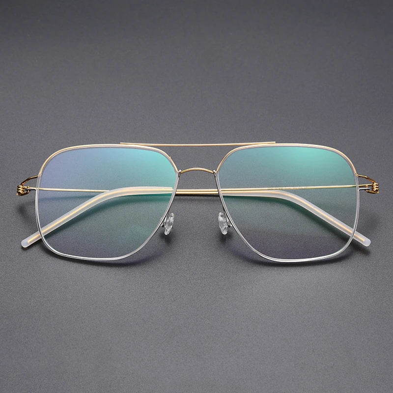 Bobble Unisex Full Rim Square Double Bridge Titanium Eyeglasses 821097