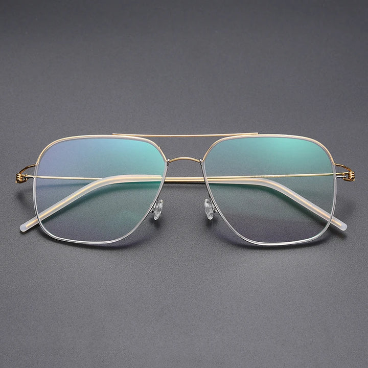 Bobble Unisex Full Rim Square Double Bridge Titanium Eyeglasses 821097