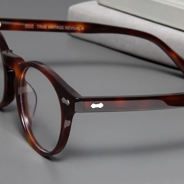 Black Mask Unisex Full Rim Round Acetate Eyeglasses BM-M505