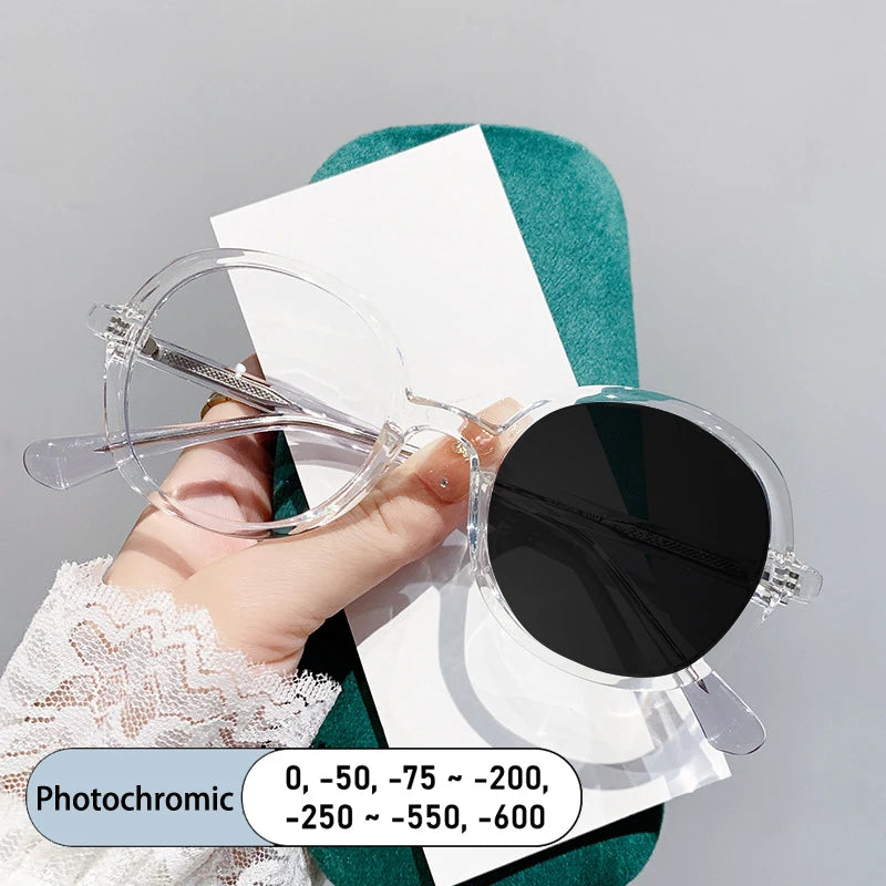 Kocolior Unisex Full Rim Round Tr 90 Alloy Photochromic Reading Glasses 422309