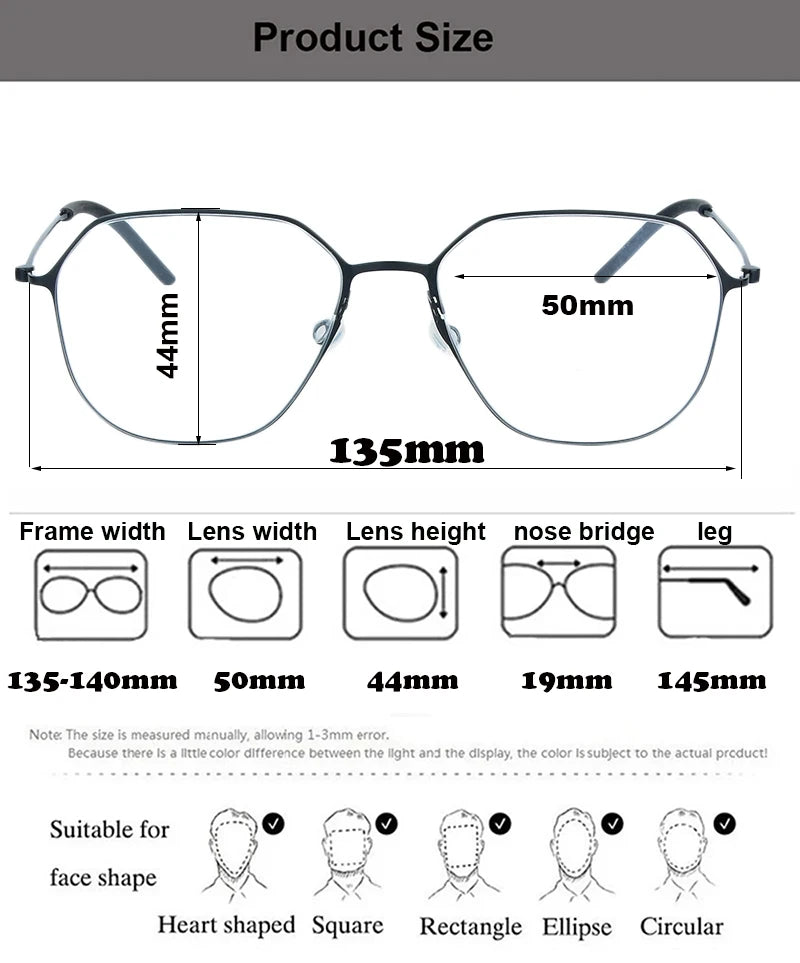 Aimee Unisex Full Rim Polygon Oval Titanium Eyeglasses 15505