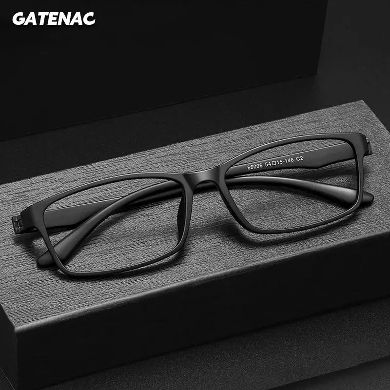 Gatenac Unisex Full Rim Square Rectangle Tr 90 Titanium Eyeglasses 966006 FuzWeb