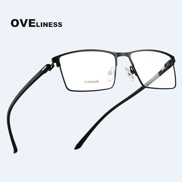 Oveliness Men's Full Rim Square Titanium Alloy Eyeglasses 48837 Full Rim Oveliness   