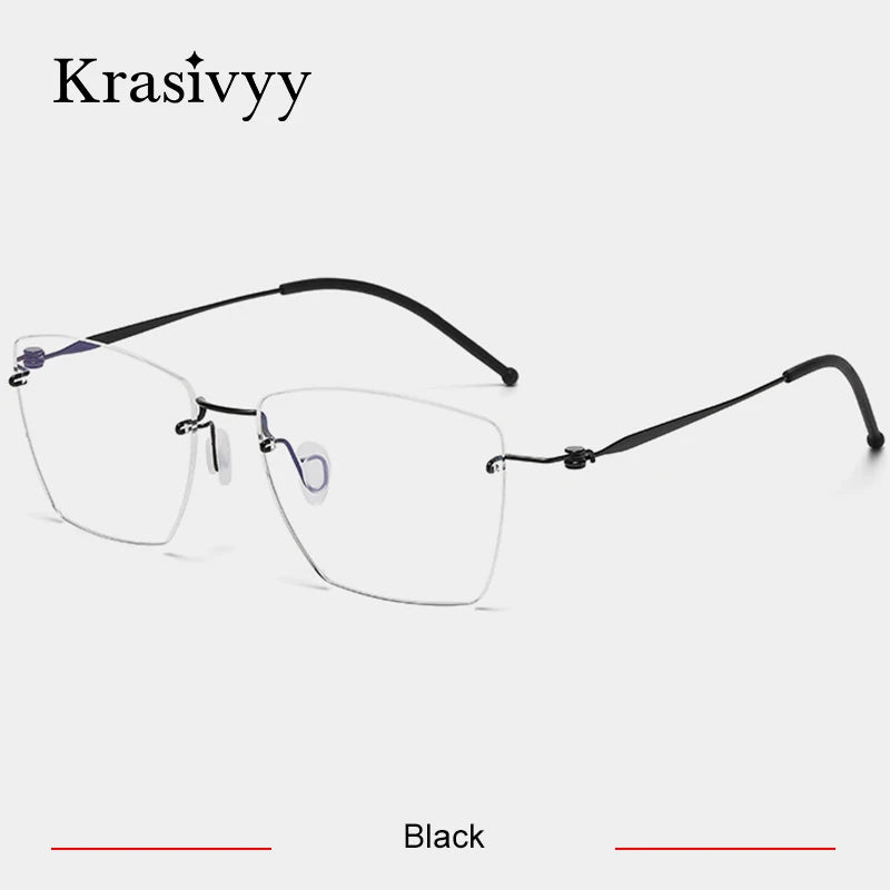 Krasivyy Unisex Rimless Square Titanium Alloy Eyeglasses 45938