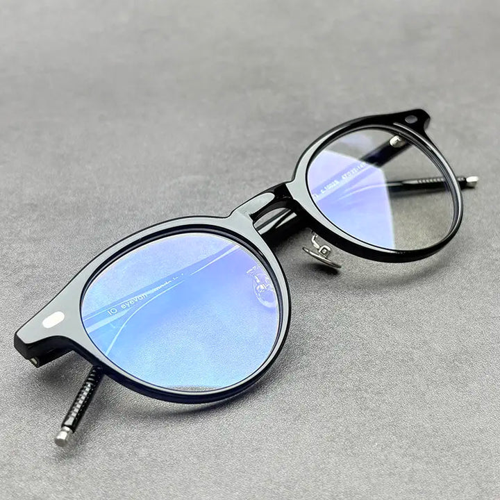 Black Mask Unisex Full Rim Round Acetate Eyeglasses BM-333