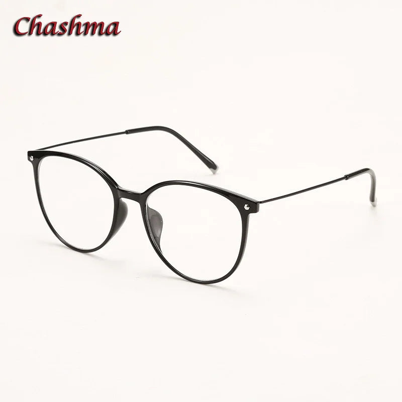 Chashma Ochki Unisex Full Rim Round Ultem Eyeglasses 2155 Full Rim Chashma Ochki Bright Black  