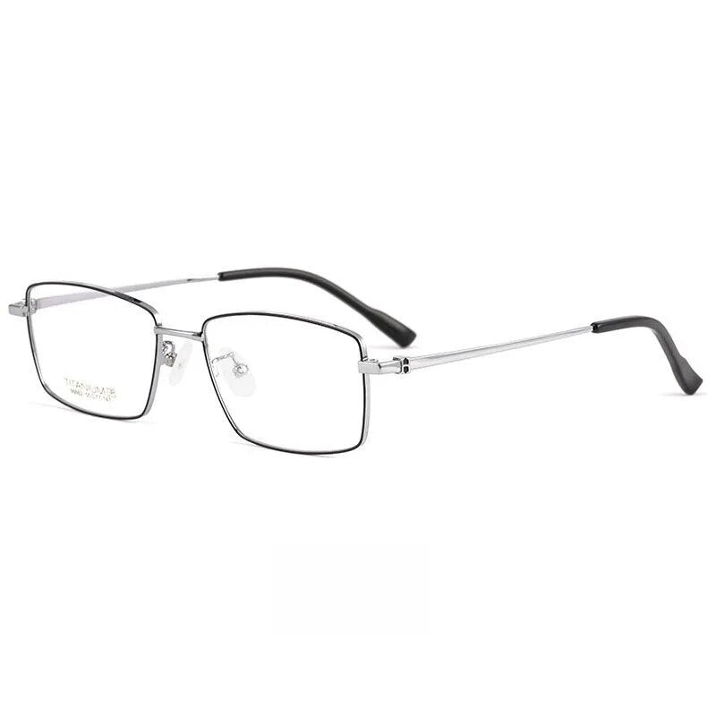 Yimaruili Men's Full Rim Small Square Titanium Alloy Eyeglasses 98662a Full Rim Yimaruili Eyeglasses Black Silver  