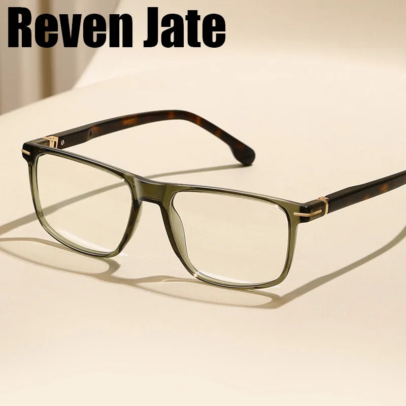 Reven Jate Unisex Full Rim Square Acetate Prescription Eyeglasses 32206