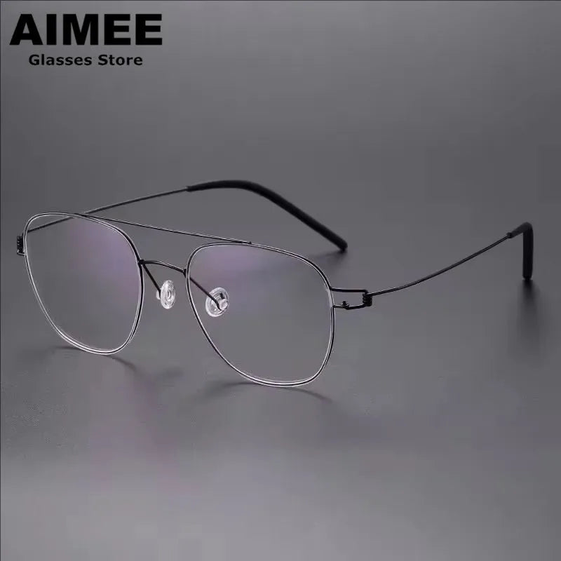 Aimee Unise Full Rim Square Double Bridge Titanium Eyeglasses 398201