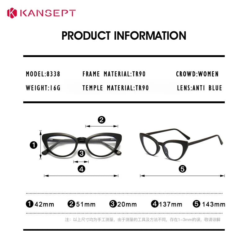 Kansept Women's Full Rim Oval Cat Eye Tr 90 Alloy Reading Glasses 58338