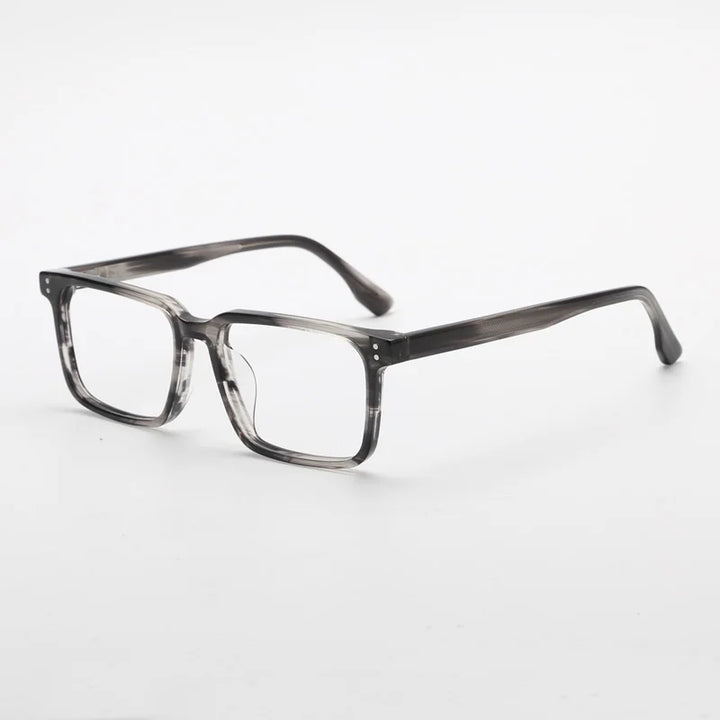 Black Mask Unisex Full Rim Square Acetate Eyeglasses Bm118 Full Rim Black Mask Gray-Stripes  