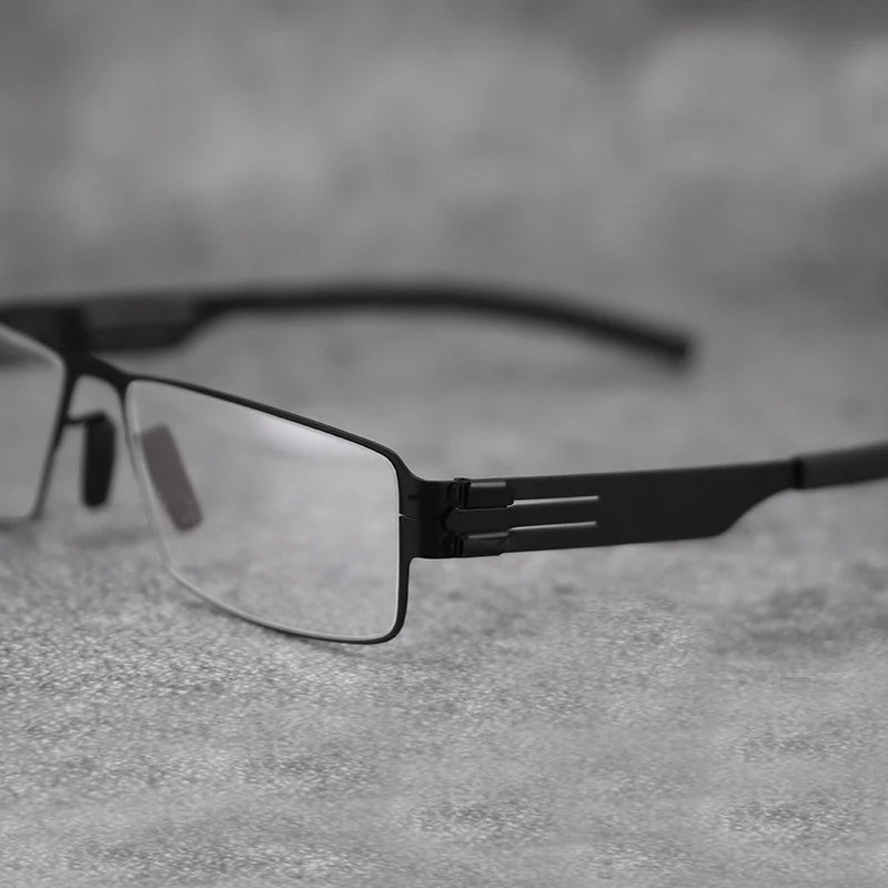 Black Mask Unisex Full Rim Rectangle Steel Eyeglasses BM-IB005