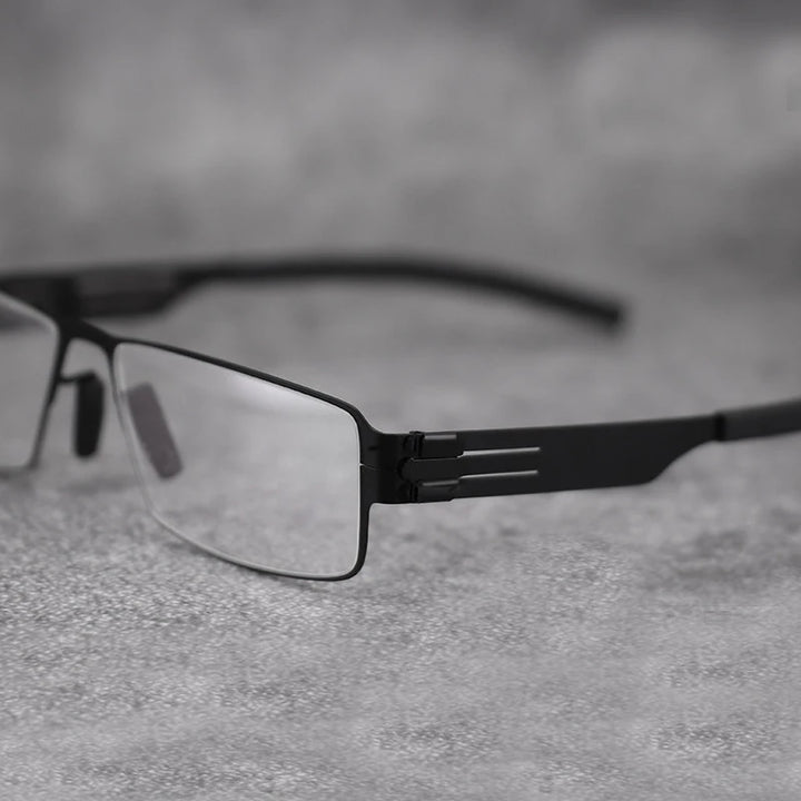 Black Mask Unisex Full Rim Rectangle Steel Eyeglasses BM-IB005
