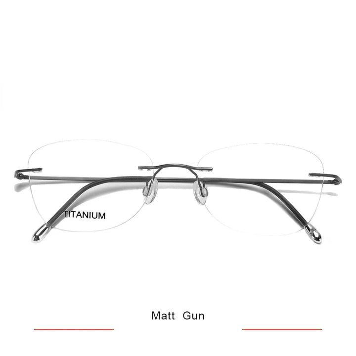 Brightzone Unisex Rimless Polygon Square Titanium Eyeglasses 71613 Rimless Brightzone Matte Gun