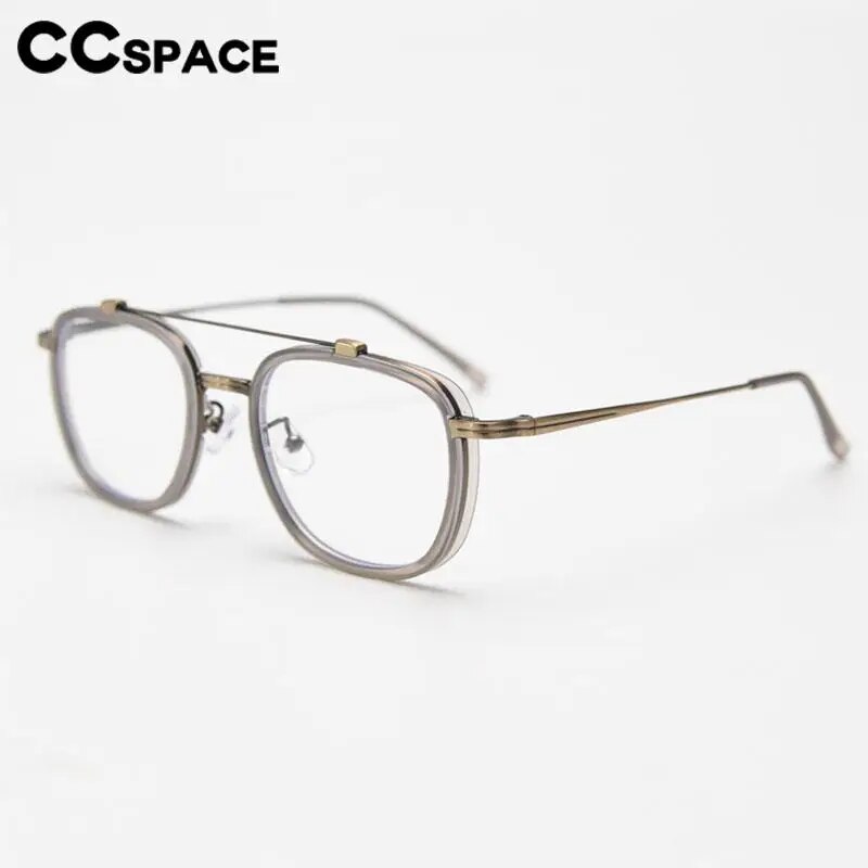 CCSpace Unisex Full Rim Square Double Bridge Alloy Eyeglasses 57049 Full Rim CCspace   