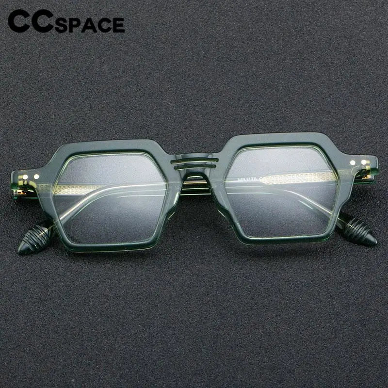 CCspace Unisex Full Rim Polygon Acetate Eyeglasses 56914 Full Rim CCspace   