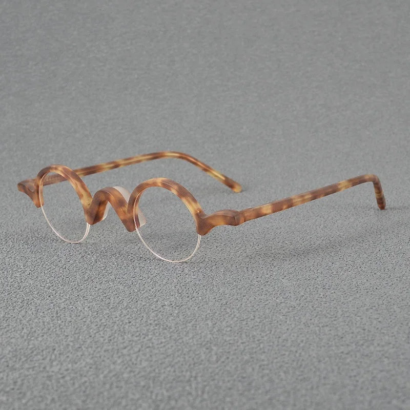 Nobler Unisex Semi Rim Round Top Frosted Acetate Eyeglasses 19281 Semi Rim Nobler C6  