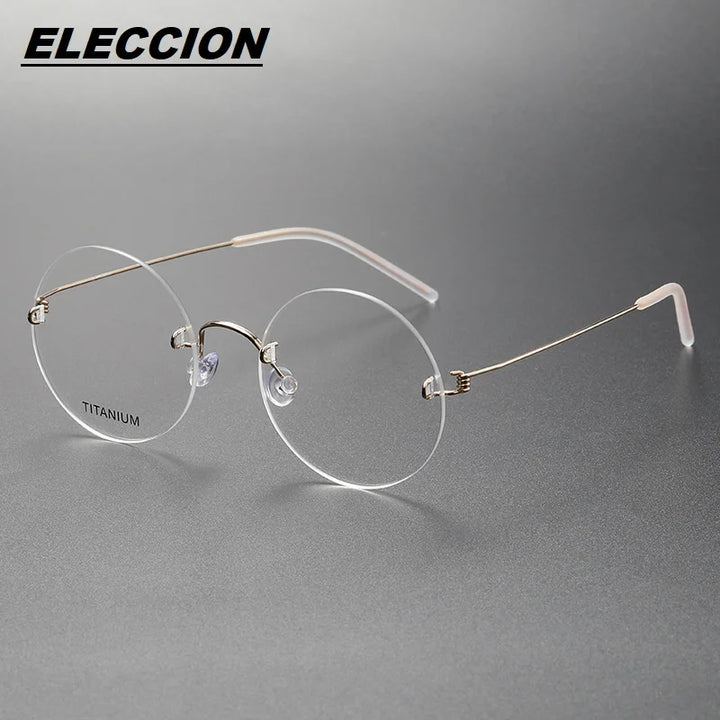 Eleccion Women's Rimless Round Screwless Titanium Eyeglasses 44356 Rimless Eleccion Gold CHINA