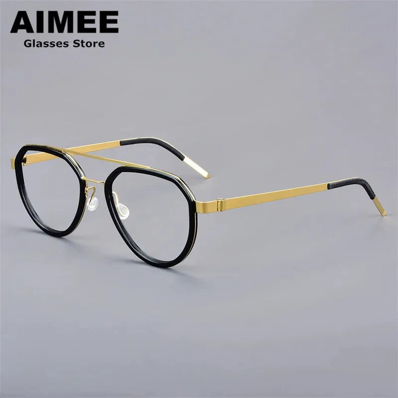 Aimee Unisex Full Rim Oval Double Bridge Titanium Eyeglasses 9745
