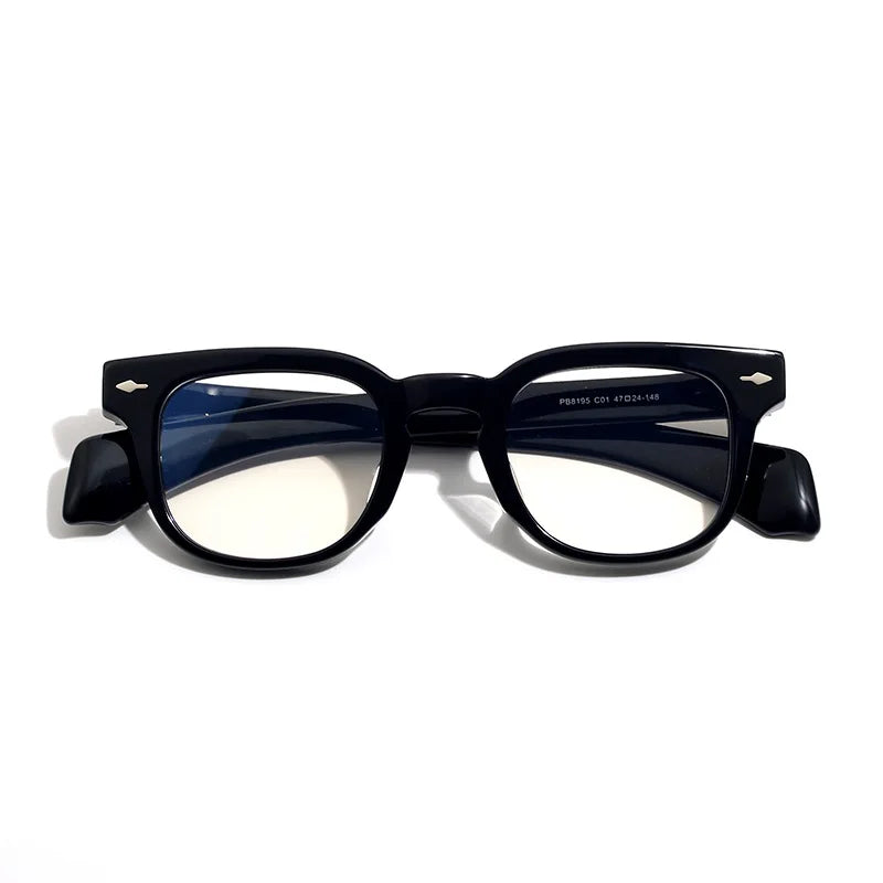 Black Mask Unisex Full Rim Square Brow Line Acetate Eyeglasses 368195