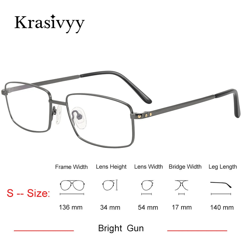 Krasivyy Unisex Full Rim Square Two Sizes Titanium Eyeglasses 310085
