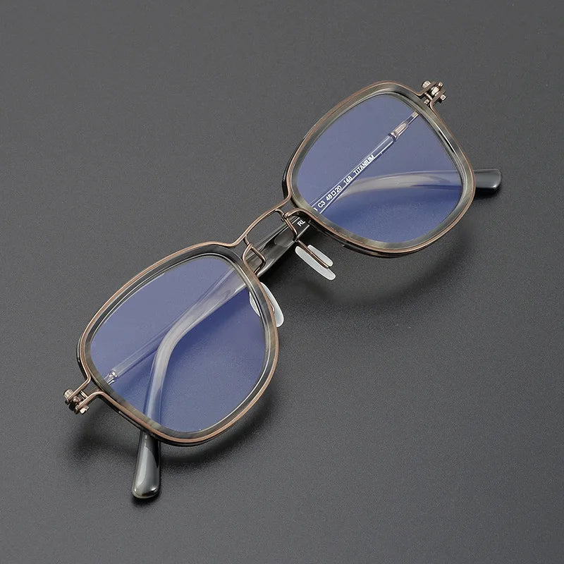 Black Mask Women's Full Rim Square Acetate Titanium Eyeglasses 195868