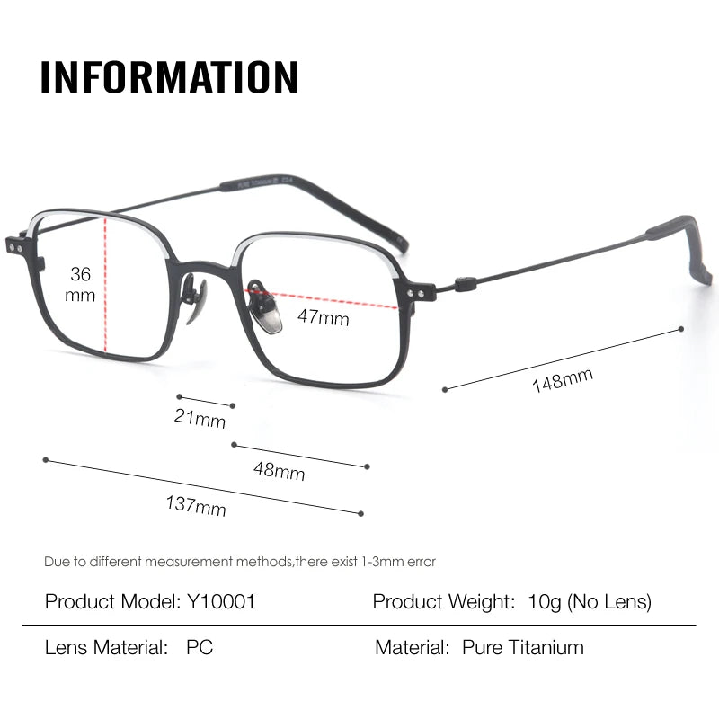 Muzz Y10001 unisex square IP titanium prescription eyeglasses — view 2